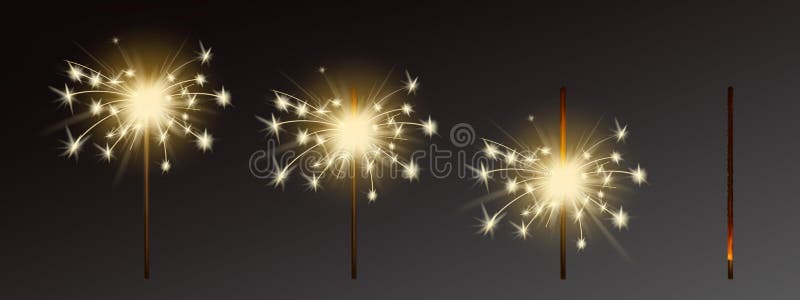 Wektorowi sparklers ustawiają, realistyczni racy z płomieniami ilustracji Wektorowi sparklers ustawiają, realistyczni racy z płomieniami ilustracji