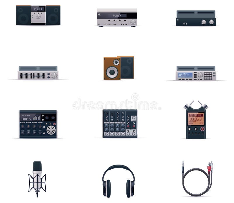Wektorowy audio elektroniki ikony set