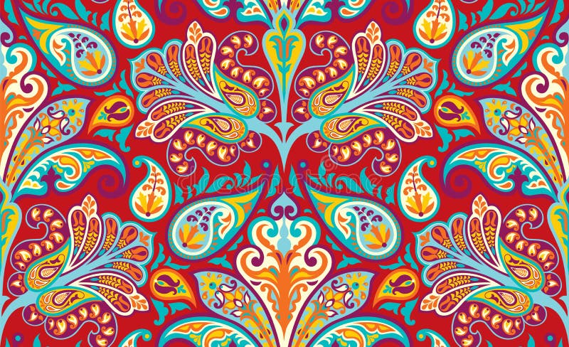 Wektorowy bezszwowy kolorowy wzór w Paisley stylu Dekoracyjny rocznika tło ręka patroszony ornament Orientalny czech