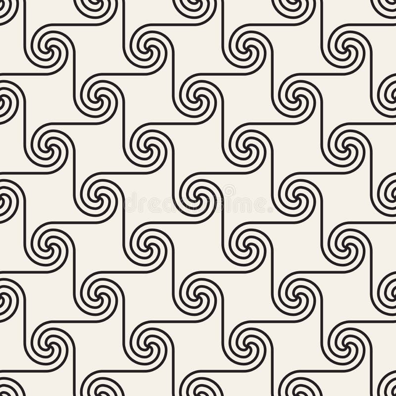 Wektorowy bezszwowy spirala kształtów wzór Nowożytna elegancka abstrakcjonistyczna tekstura Wielostrzałowe geometryczne płytki
