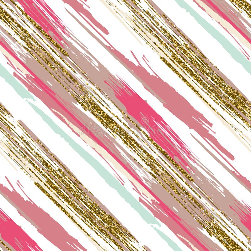 Wektorowy bezszwowy wzór z złocistą błyskotliwością textured szczotkarskich uderzenia i lampasy ilustracja wektor Wektorowy bezszwowy wzór z złocistą błyskotliwością textured szczotkarskich uderzenia i lampasy ilustracja wektor
