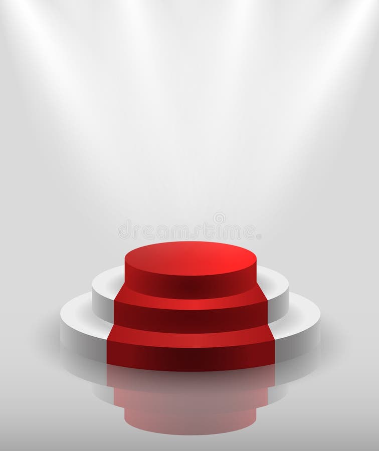 Wektorowy biały pusty podium iluminujący światło reflektorów ilustracji