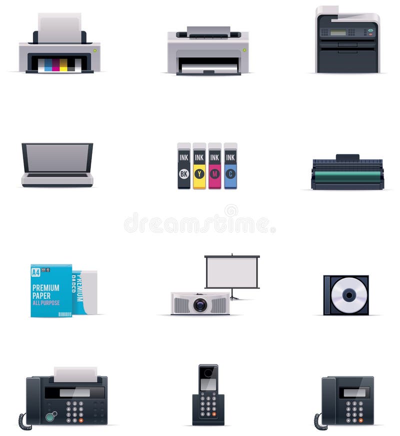 Wektorowy biurowy elektroniki ikony set