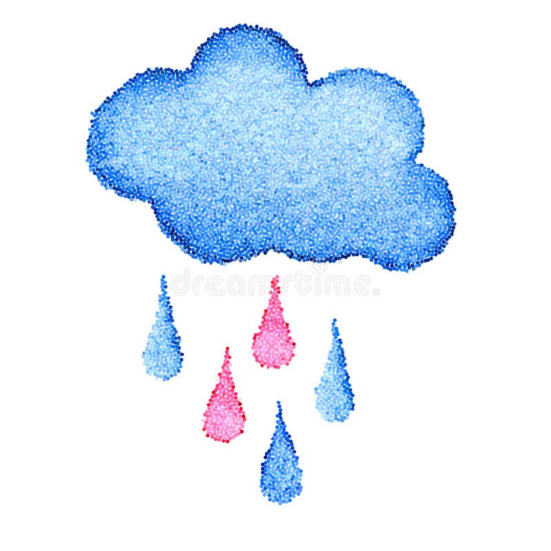 Wektorowy błękit kropkujący chmury i raindrops tło ilustracja wektor Wektorowy błękit kropkujący chmury i raindrops tło ilustracja wektor