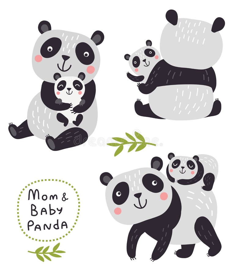 Wektorowy characters tła niedźwiadkowej kreskówki ilustracyjny pandy stylu biel Śliczny set