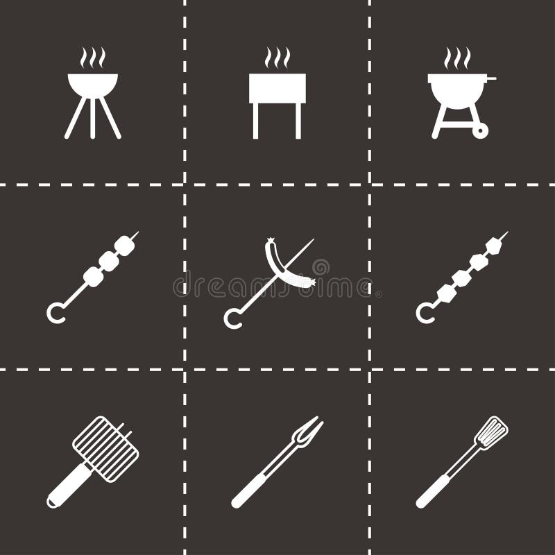 Wektorowy czarny grill ikony set ilustracja wektor Wektorowy czarny grill ikony set ilustracja wektor