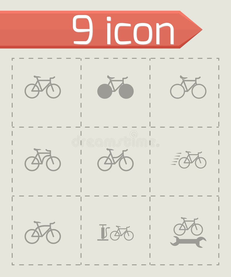Wektorowy czarny rowerowy ikona set ilustracji
