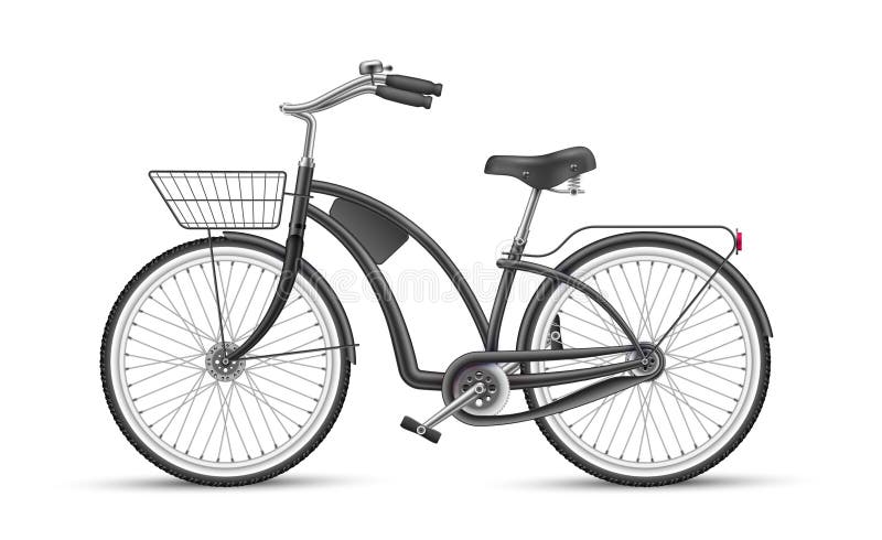 Wektorowy czarny rowerowy realistyczny 3d odosobniony mockup ilustracji
