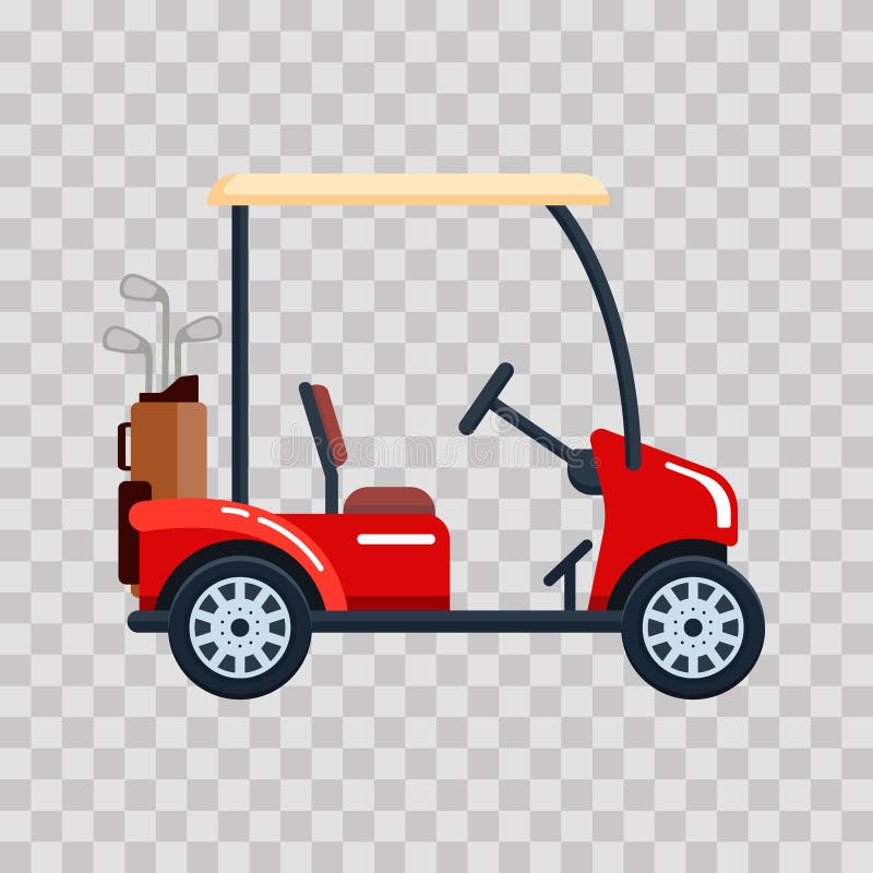 Wektorowy elektryczny golfowy samochód z kij golfowy torbą Transport, vehile na przejrzystym tle royalty ilustracja Wektorowy elektryczny golfowy samochód z kij golfowy torbą Transport, vehile na przejrzystym tle royalty ilustracja