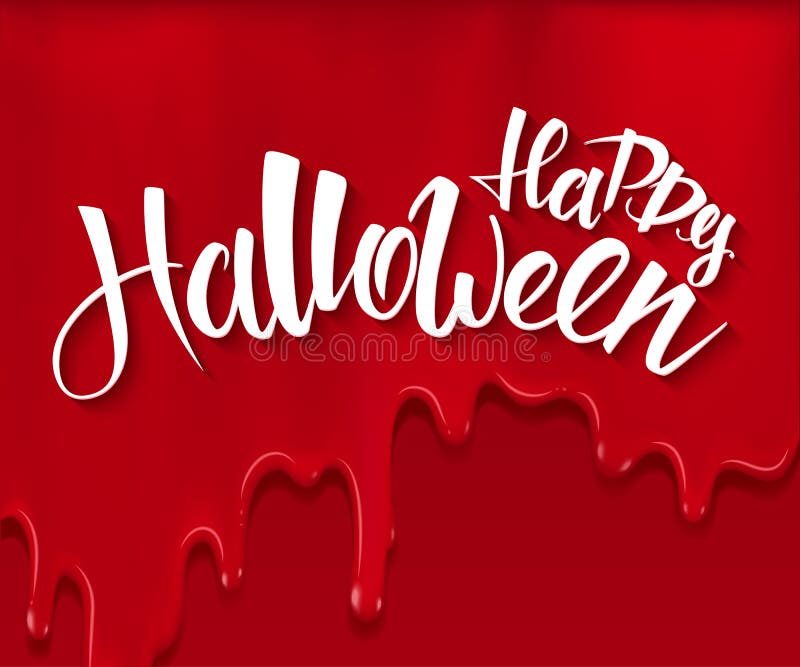 Wektorowy Halloween plakat z ręki literowania powitań etykietką na czerwonych krwistych kapinosach - szczęśliwy Halloween - ilustracji Wektorowy Halloween plakat z ręki literowania powitań etykietką na czerwonych krwistych kapinosach - szczęśliwy Halloween - ilustracji