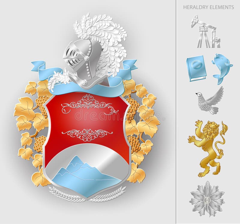 Wektorowy heraldyczny żakiet ręka elementy ustawiający ilustracja wektor
