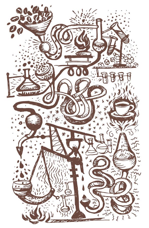 Wektorowy ilustracyjny pojęcie kawowy laboratorium Brown na białym tle ilustracji