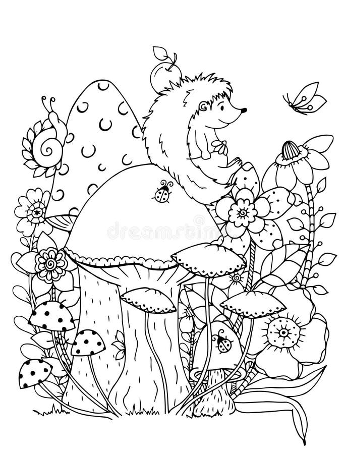 Wektorowy ilustracyjny zentangl Doodle jeża kolorystyki strony Anty stres dla dorosłych Czarny biel ilustracji Wektorowy ilustracyjny zentangl Doodle jeża kolorystyki strony Anty stres dla dorosłych Czarny biel ilustracji
