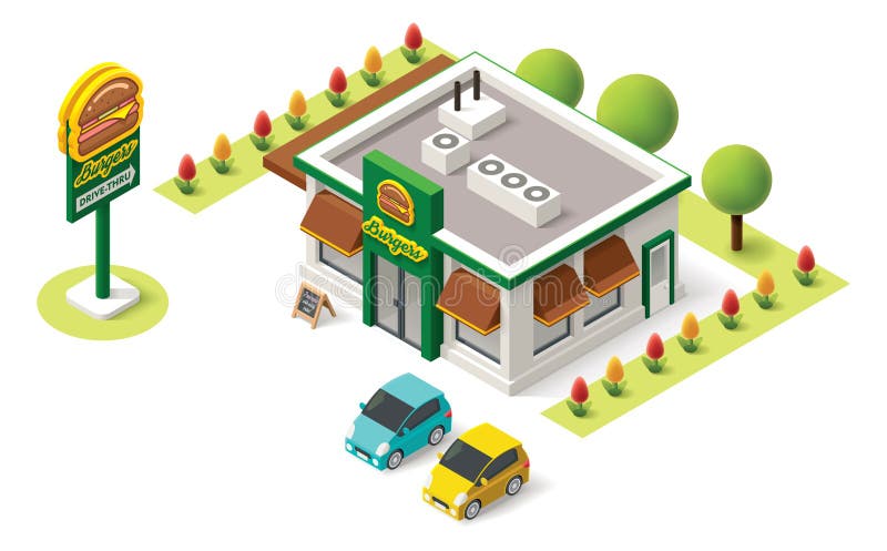 Wektorowy isometric fast food ilustracja wektor Wektorowy isometric fast food ilustracja wektor