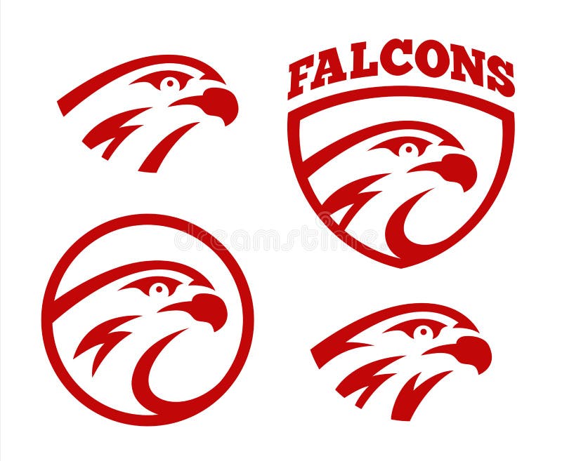 Wektorowy jastrząbka lub jastrzębia głowy sporta loga maskotki projekta set Amerykańskiego dzikiego orła belfra symbolu abstrakcj