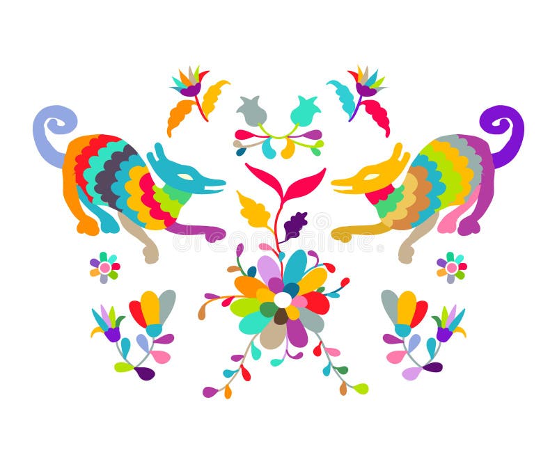 Vector folk Mexican Otomi embroidery Pattern. Vector folk Mexican Otomi embroidery Pattern