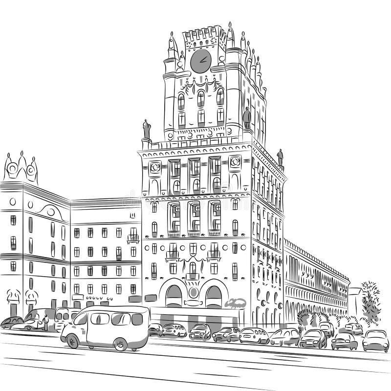 Wektorowy nakreślenie centrum ilustracji Wektorowy nakreślenie centrum ilustracji