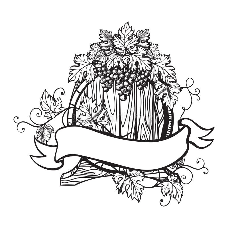 Wektorowy nakreślenie winogrona, wina szkło dla projekta royalty ilustracja Wektorowy nakreślenie winogrona, wina szkło dla projekta royalty ilustracja