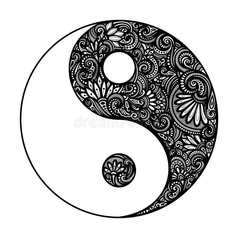 Wektorowy Ozdobny Yin Yang symbol ilustracji