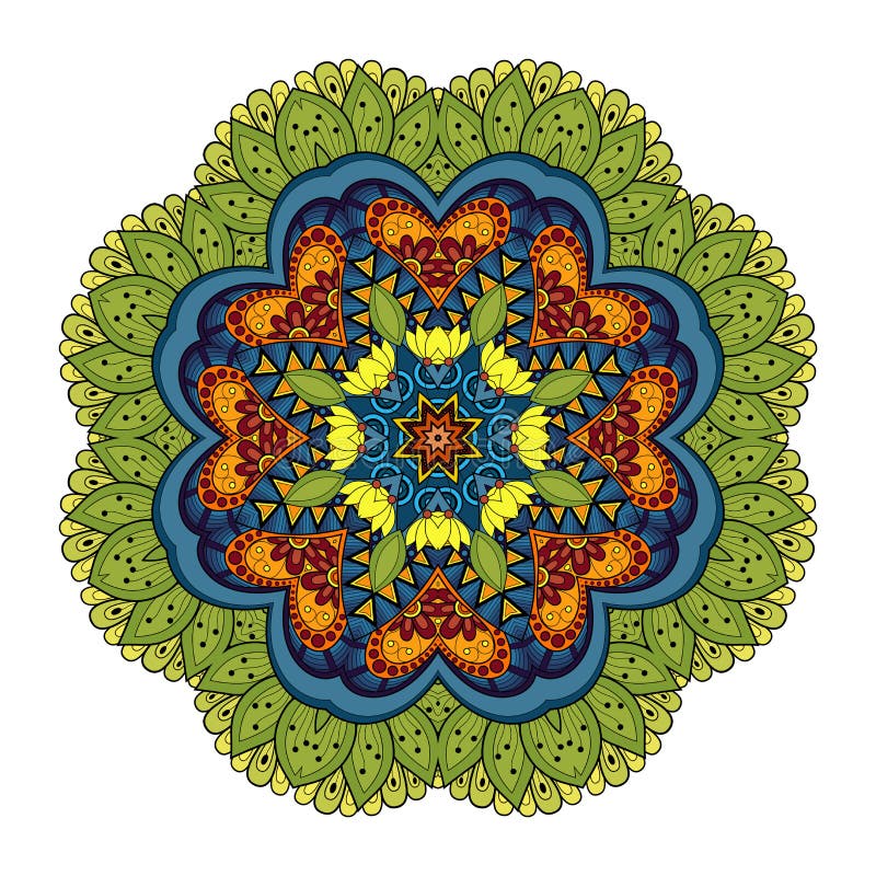 Vector Beautiful Deco Colored Mandala, Patterned Design Element, Ethnic Amulet. Vector Beautiful Deco Colored Mandala, Patterned Design Element, Ethnic Amulet