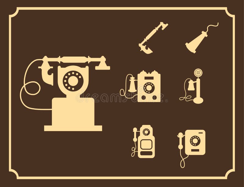 Wektorowy retro telefon ikony set, rocznik lekkie ikony ilustracji Wektorowy retro telefon ikony set, rocznik lekkie ikony ilustracji