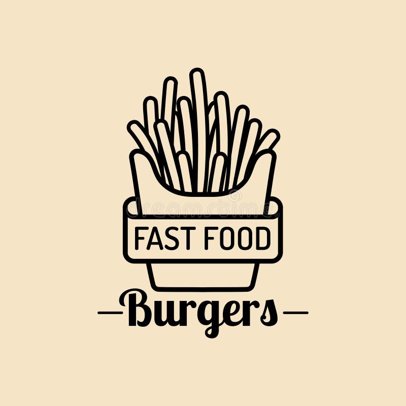 Wektorowy rocznika fasta food logo Retro dłoniak grul znak Bistro ikona Knajpa emblemat dla ulicznej restauraci, kawiarni, etc