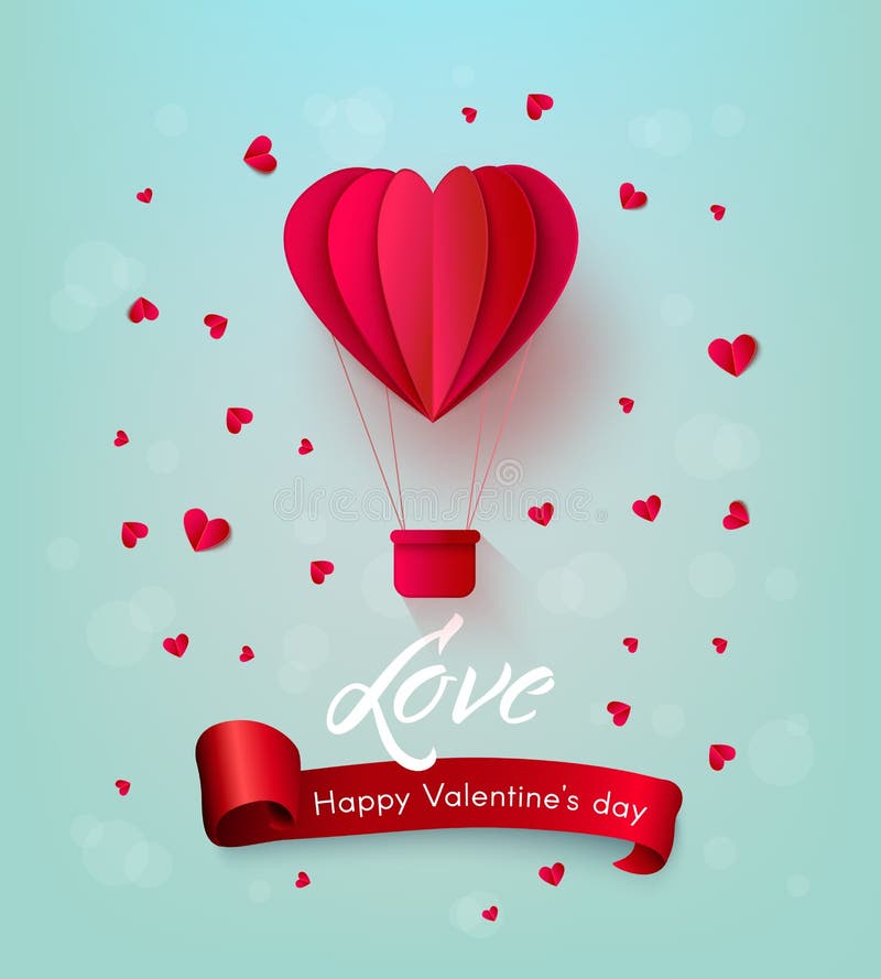 Wektorowy szczęśliwy valentines dnia gorącego powietrza serca balon ilustracji Wektorowy szczęśliwy valentines dnia gorącego powietrza serca balon ilustracji
