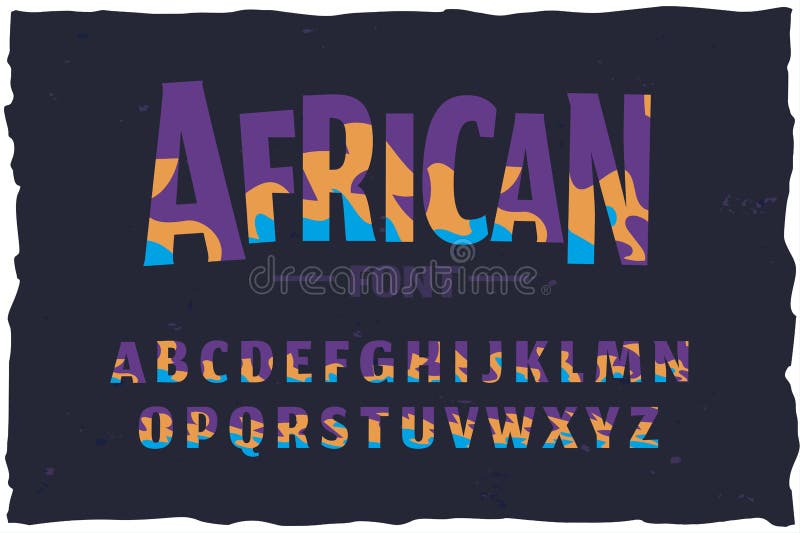 Wektorowy typeface Śmieszna afrykanina stylu chrzcielnica