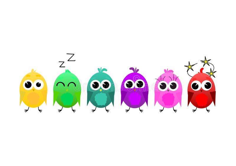 Wektorowy Ustawiaj?cy Kolorowi kresk?wka ptaki ilustracji Wektorowy Ustawiaj?cy Kolorowi kresk?wka ptaki ilustracji