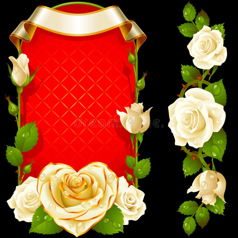 Wektorowy ustawiający Białych róż dekoracja royalty ilustracja Wektorowy ustawiający Białych róż dekoracja royalty ilustracja