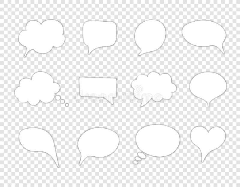 Wektorowy Ustawiający wycinanka papier WhiteTalk Gulgocze, Obramia, kolekcję na Przejrzystym tle ilustracja wektor Wektorowy Ustawiający wycinanka papier WhiteTalk Gulgocze, Obramia, kolekcję na Przejrzystym tle ilustracja wektor