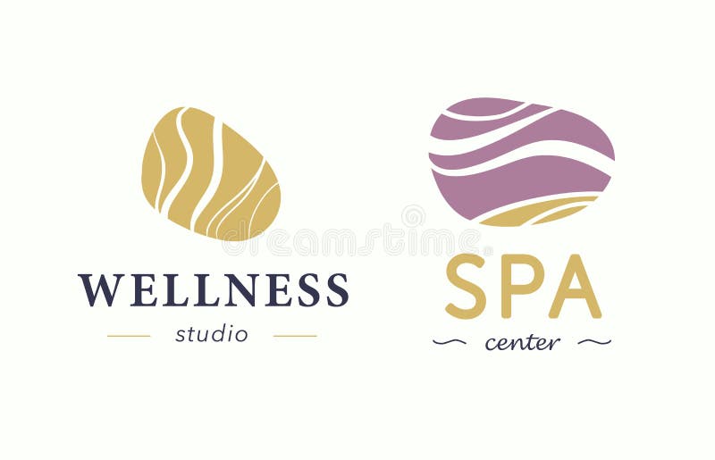 Wektorowy wellness i zdroju centrum logo z abstraktem stylizowaliśmy kamień odizolowywającego na białym tle ilustracja wektor Wektorowy wellness i zdroju centrum logo z abstraktem stylizowaliśmy kamień odizolowywającego na białym tle ilustracja wektor