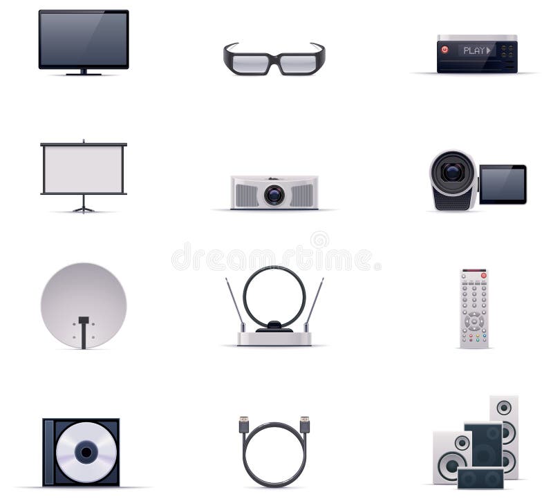 Wektorowy wideo elektroniki ikony set