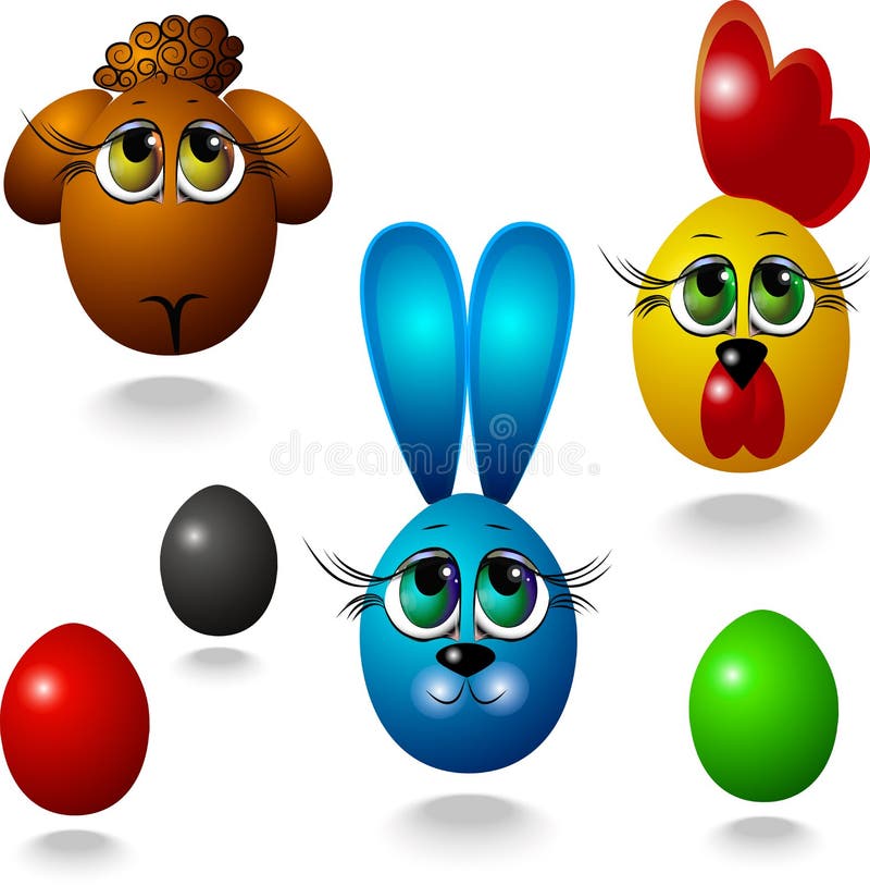 Wektorowy wizerunek baran, kogut, królik i Easter jajka, ilustracja wektor Wektorowy wizerunek baran, kogut, królik i Easter jajka, ilustracja wektor