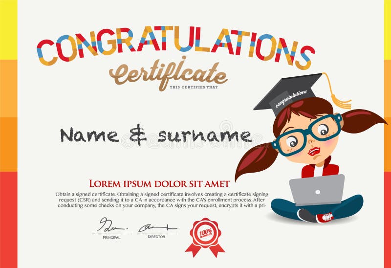 Vector Certificate for school children template.Required courses or certificates. Vector Certificate for school children template.Required courses or certificates