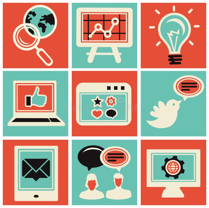 Wektorowych internetów marketingowe ikony ilustracji Wektorowych internetów marketingowe ikony ilustracji