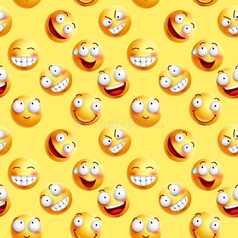 Wektorowych smileys tapetowy ciągły wzór z bezszwowymi wyrazami twarzy ilustracja wektor Wektorowych smileys tapetowy ciągły wzór z bezszwowymi wyrazami twarzy ilustracja wektor