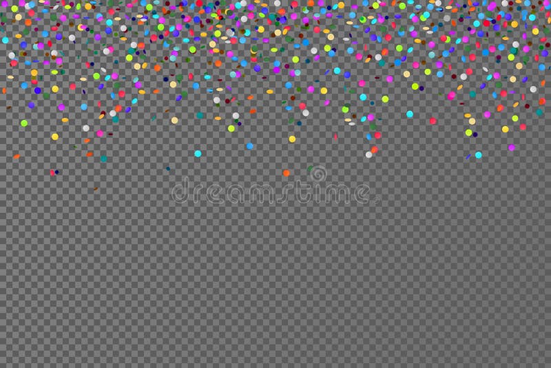 Wektorów confetti spada horyzontalny bezszwowy wzór na przejrzystym tle royalty ilustracja
