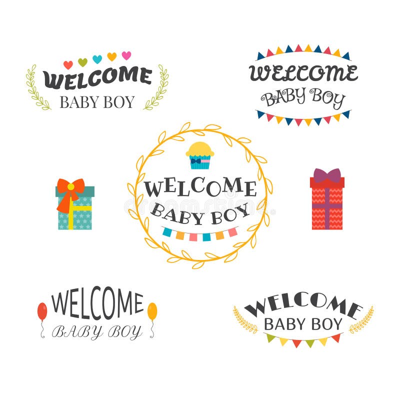 Baby Shower Boy Party Decoration Stickers Badges Patches Stock