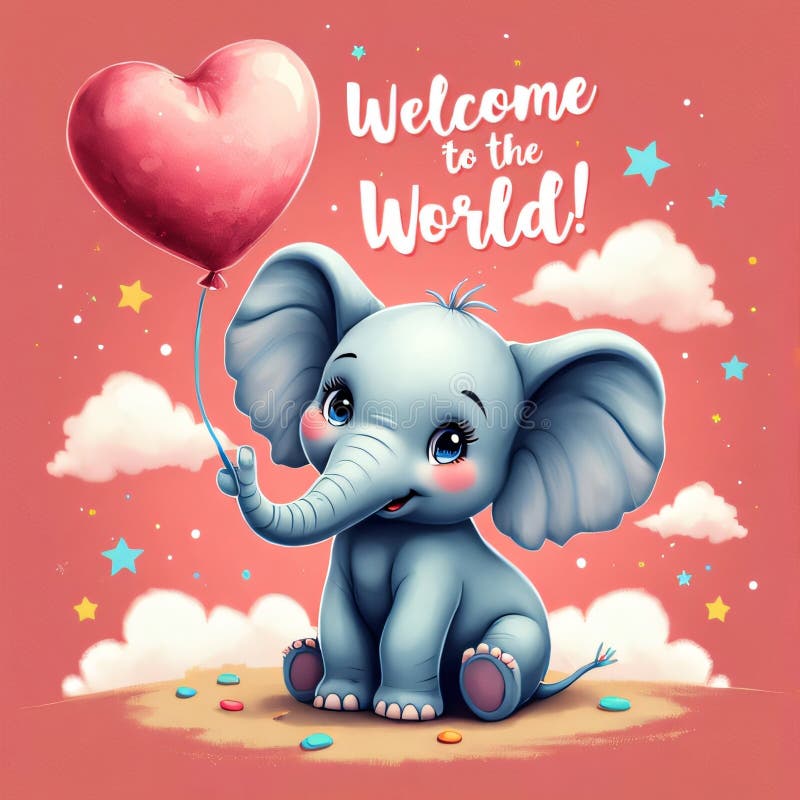 Cute Elephants Pink Balloons Love Baby T-Shirt Cute Elephants Pink Balloons Love Baby T-Shirt