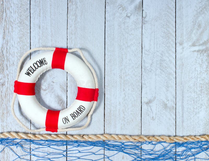 Welcome on Board Background Design Stock Photo - Image of wooden, lifebuoy:  63686194