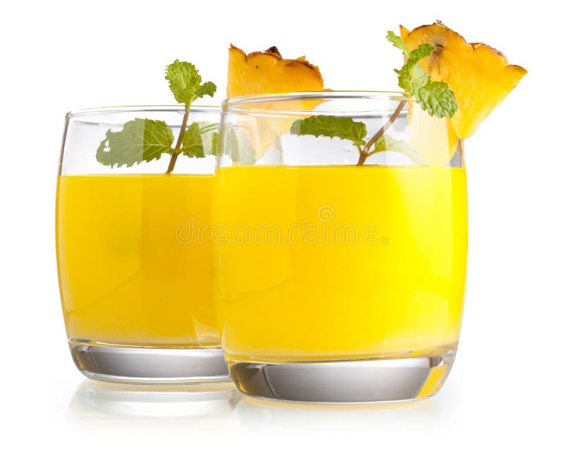 Drink Pineapple Juice Isolated on White Stock Image Image of