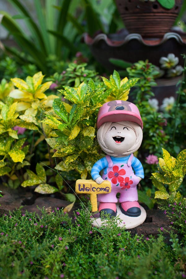 Girl Doll In The Garden Stock Image Image of decorate, girl