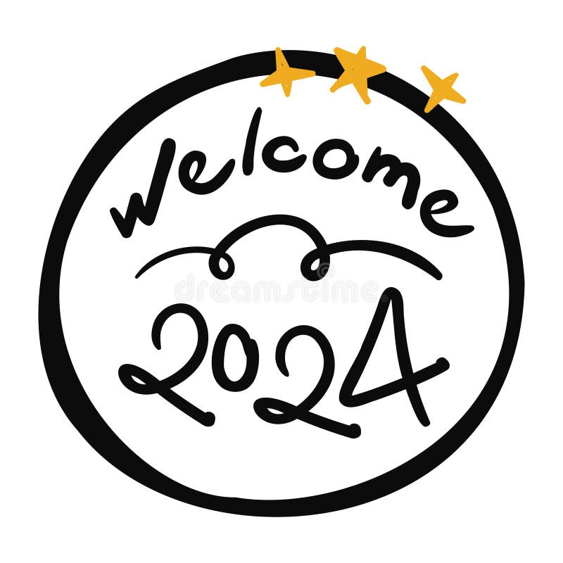 2024 Hand Calligraphy Lettering. Happy New Year and Merry Christmas Greeting Card
