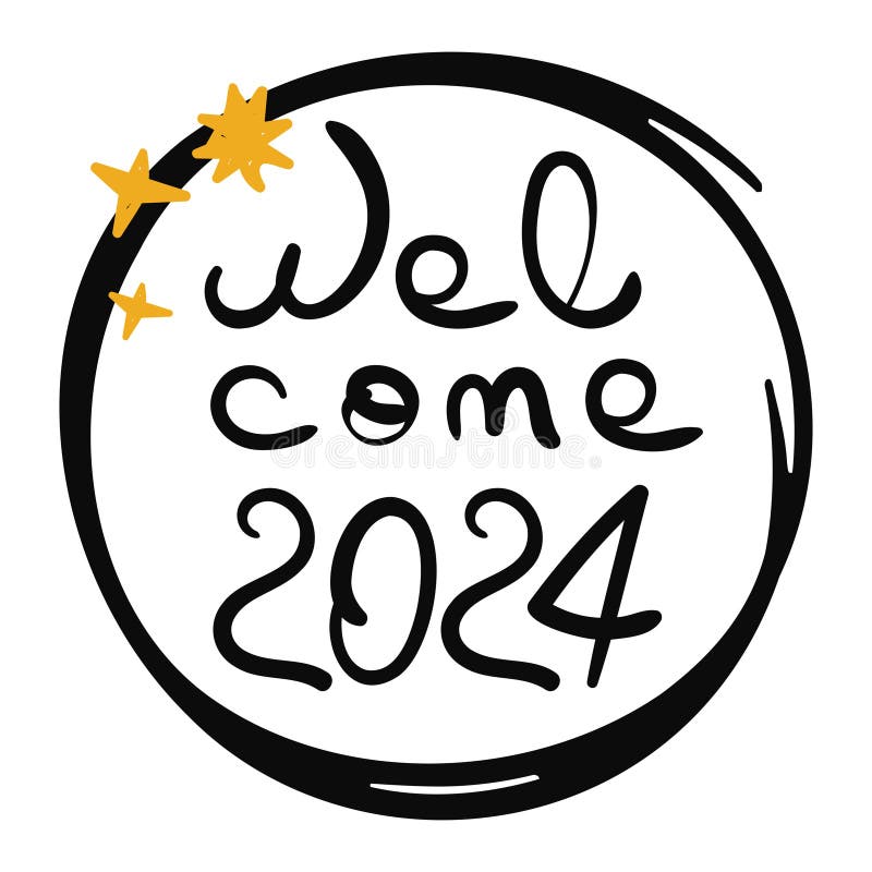 2024 Hand Calligraphy Lettering. Happy New Year and Merry Christmas Greeting Card