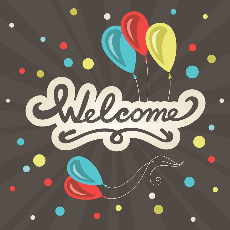 Welcome Lettering Greeting Card Stock Vector - Illustration of card