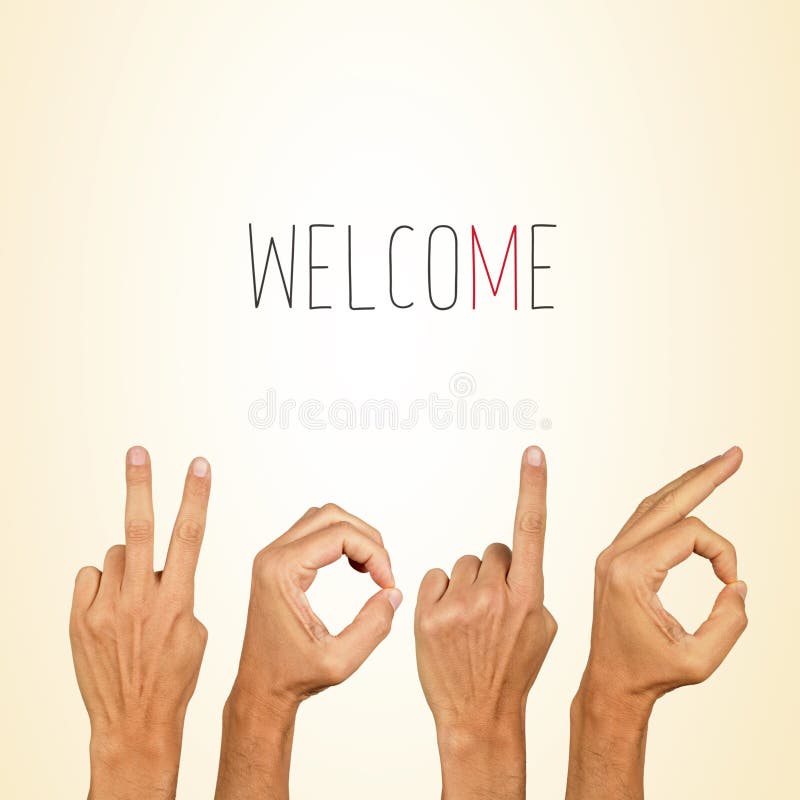 Welcome 2016. Man hands forming the number 2016, as the new year, and the text welcome on a beige background stock photos Welcome 2016. Man hands forming the number 2016, as the new year, and the text welcome on a beige background stock photos