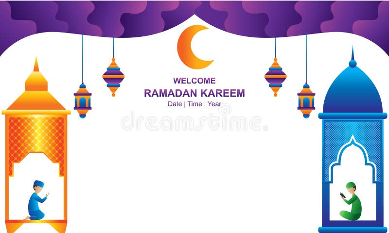 Welcome Ramadan Kareem pray and read quran flat illustration.jpg