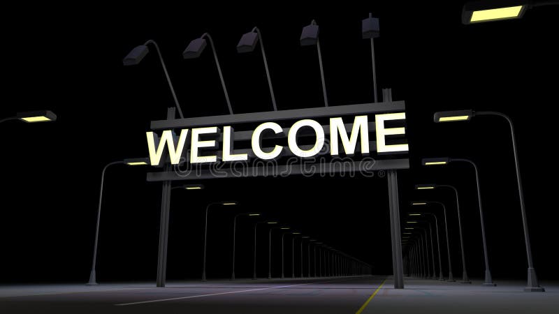 Welcome Road Sign 3d Illustration Stock Illustration - Illustration of