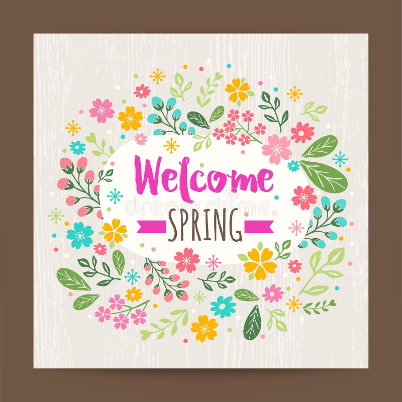 Welcome spring season, floral illustration background stock illustration